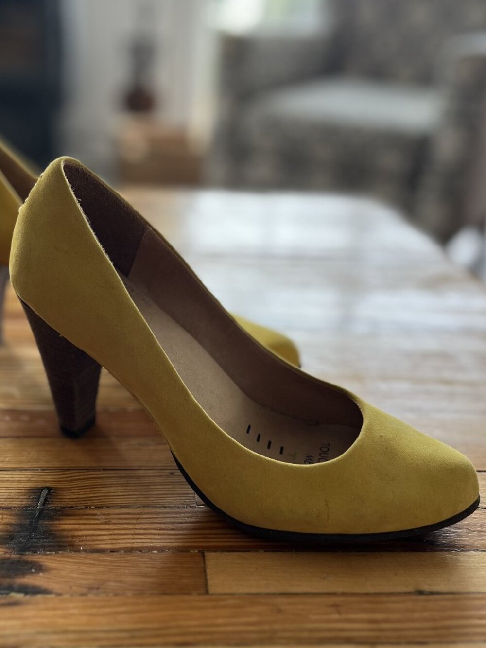 Terra Plana yellow suede pumps, size 37 / 6 1/2